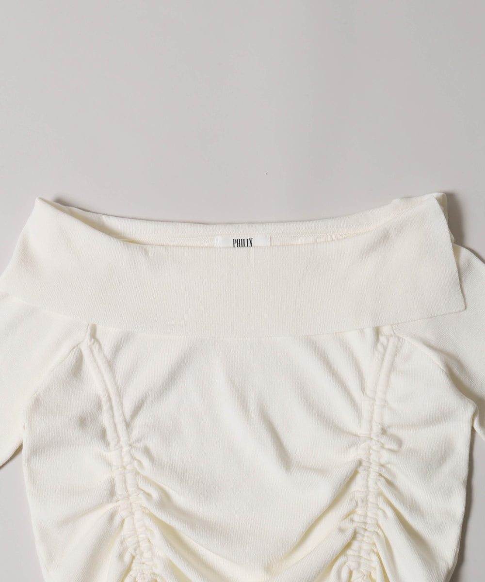 ダブルドロストスクエアネックニット