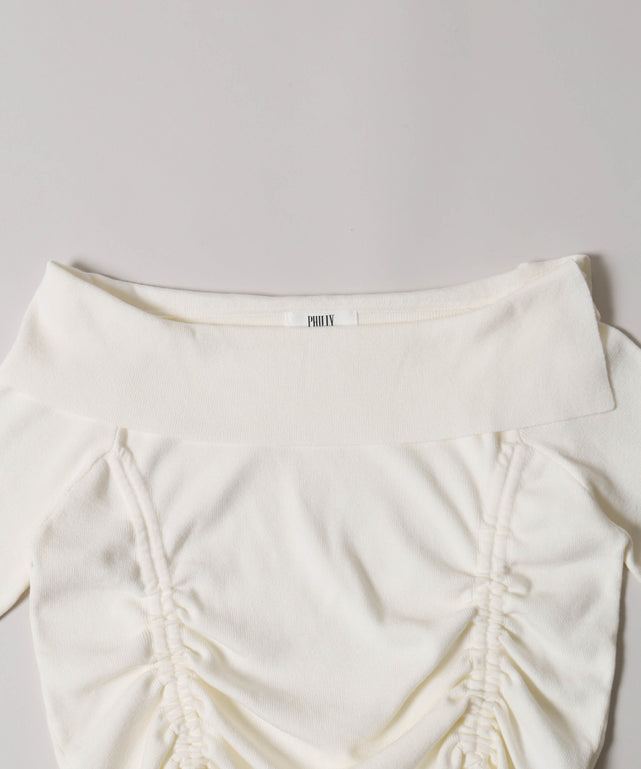 ダブルドロストスクエアネックニット