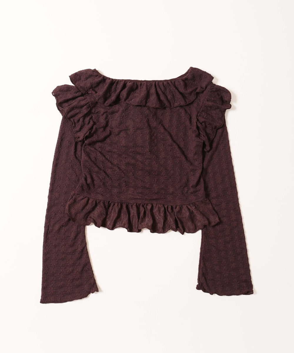 フリルレースショートカーディガン