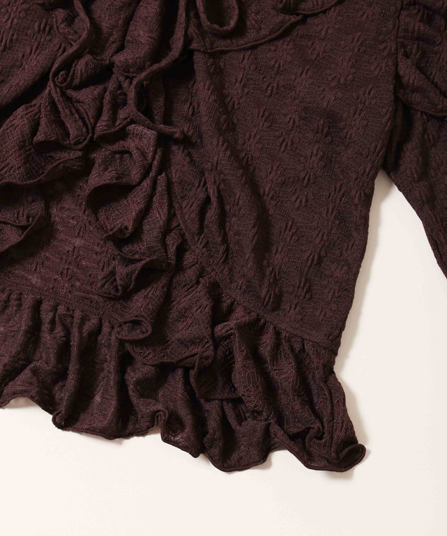 フリルレースショートカーディガン