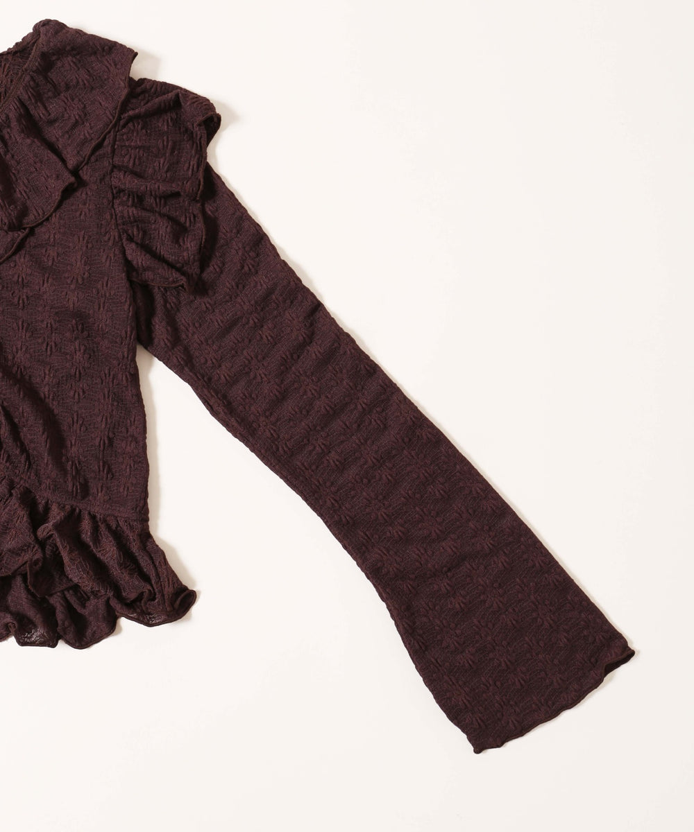 フリルレースショートカーディガン