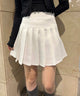 切り替えプリーツスカート/ホワイト モデル：157㎝ F着用