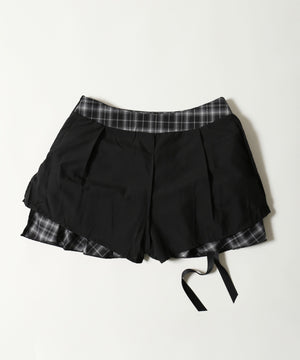 リボンデザインチェックミニスカート