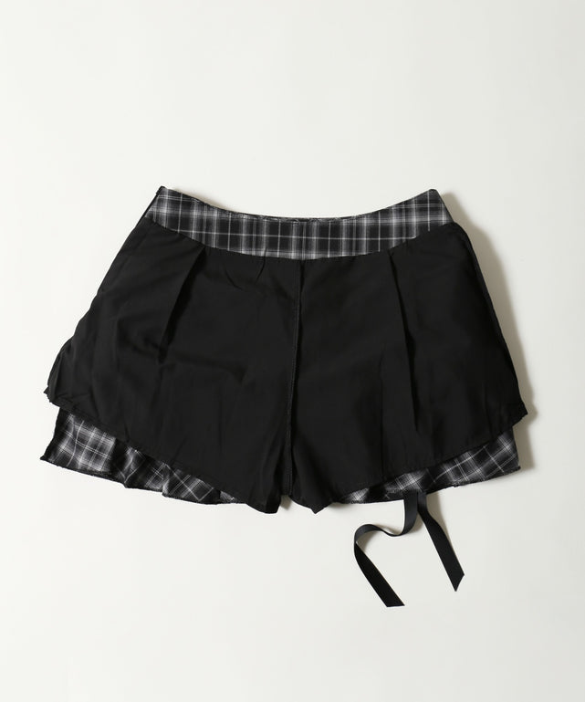 リボンデザインチェックミニスカート