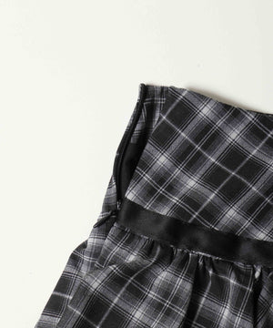 リボンデザインチェックミニスカート