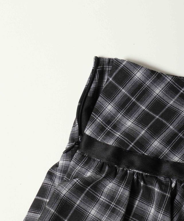リボンデザインチェックミニスカート