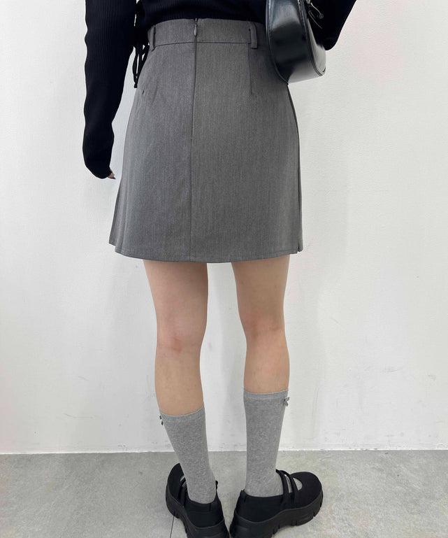 #VTWELVE ロゴプリント スカート グレー ジュエローブ Jewelobe アシンメトリー切り替えプリーツミニ