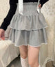 リブ2段ティアードスカート/グレー モデル：160㎝ F着用