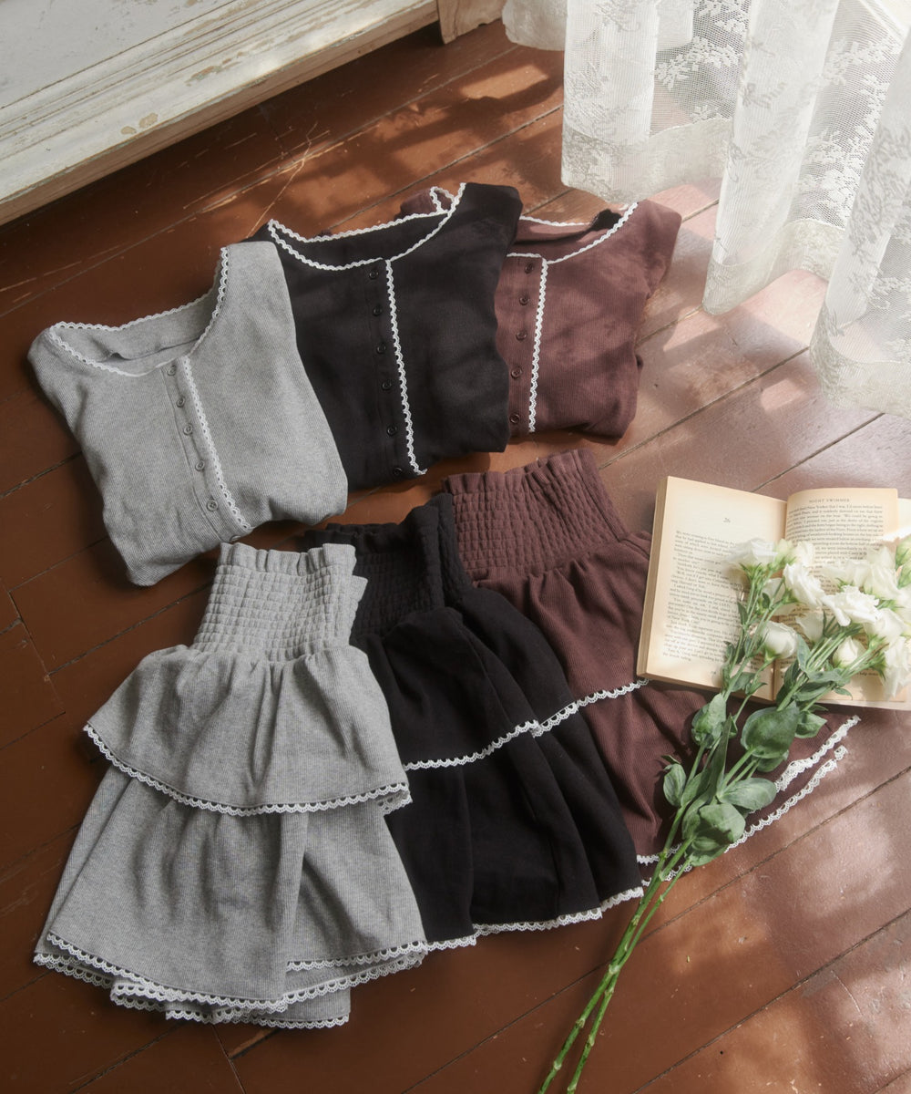 リブ2段ティアードスカート