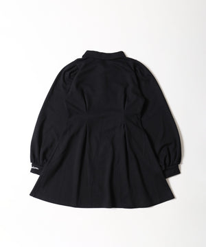 レースアップ長袖ポロワンピース