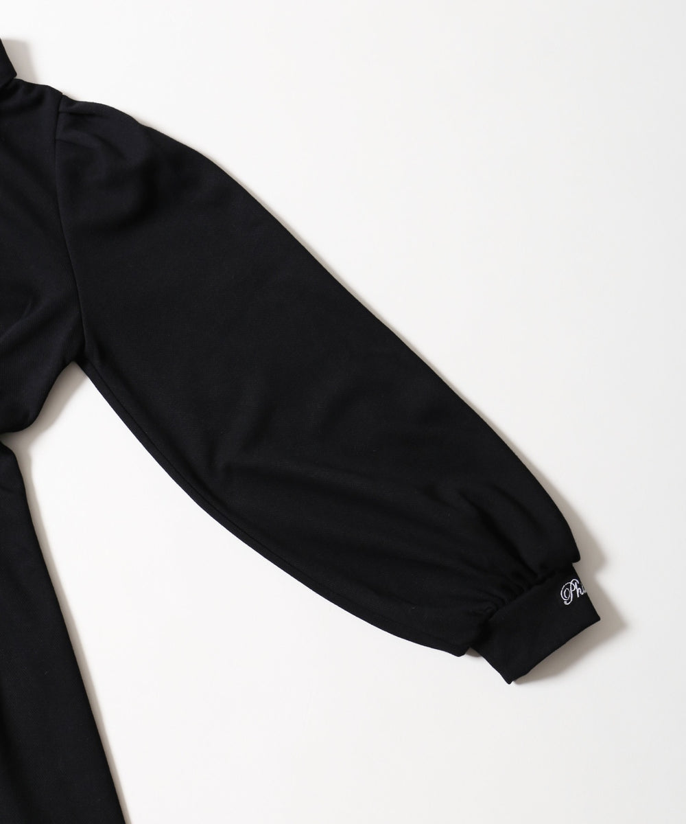 レースアップ長袖ポロワンピース