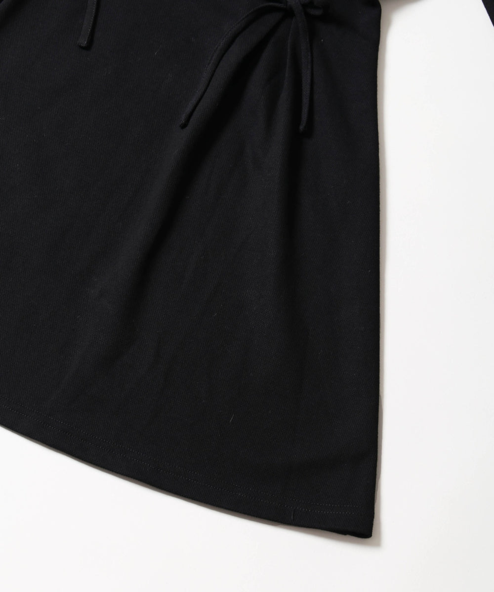 レースアップ長袖ポロワンピース