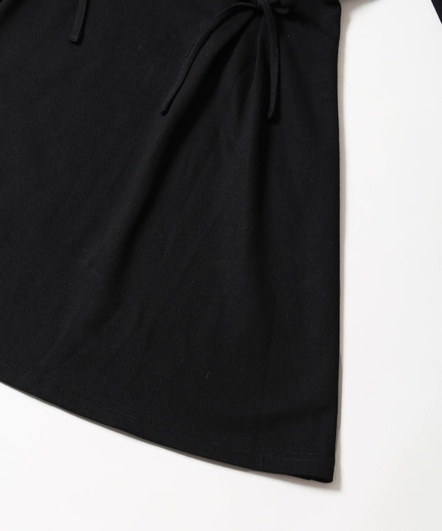 レースアップ長袖ポロワンピース