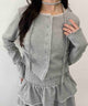 チョーカーセットレースポイントリブカーディガン/グレー モデル：157㎝ F着用