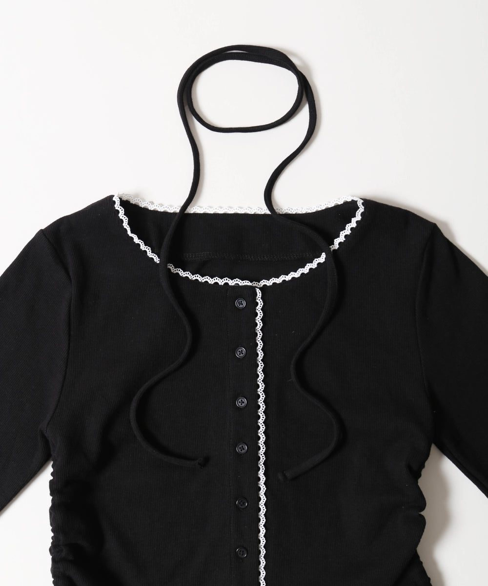 チョーカーセットレースポイントリブカーディガン