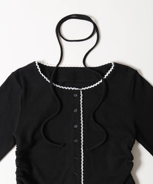 チョーカーセットレースポイントリブカーディガン