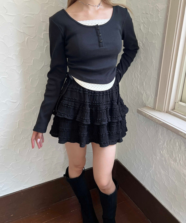 ユキ★ESSENTIAL レイヤードデザインリブトップス ブラック CRUX シンプルDパックリュック 20L トゥルーピース柄 119025