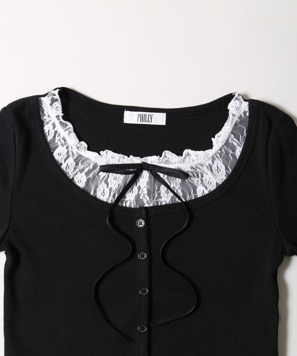 レースレイヤードトップス