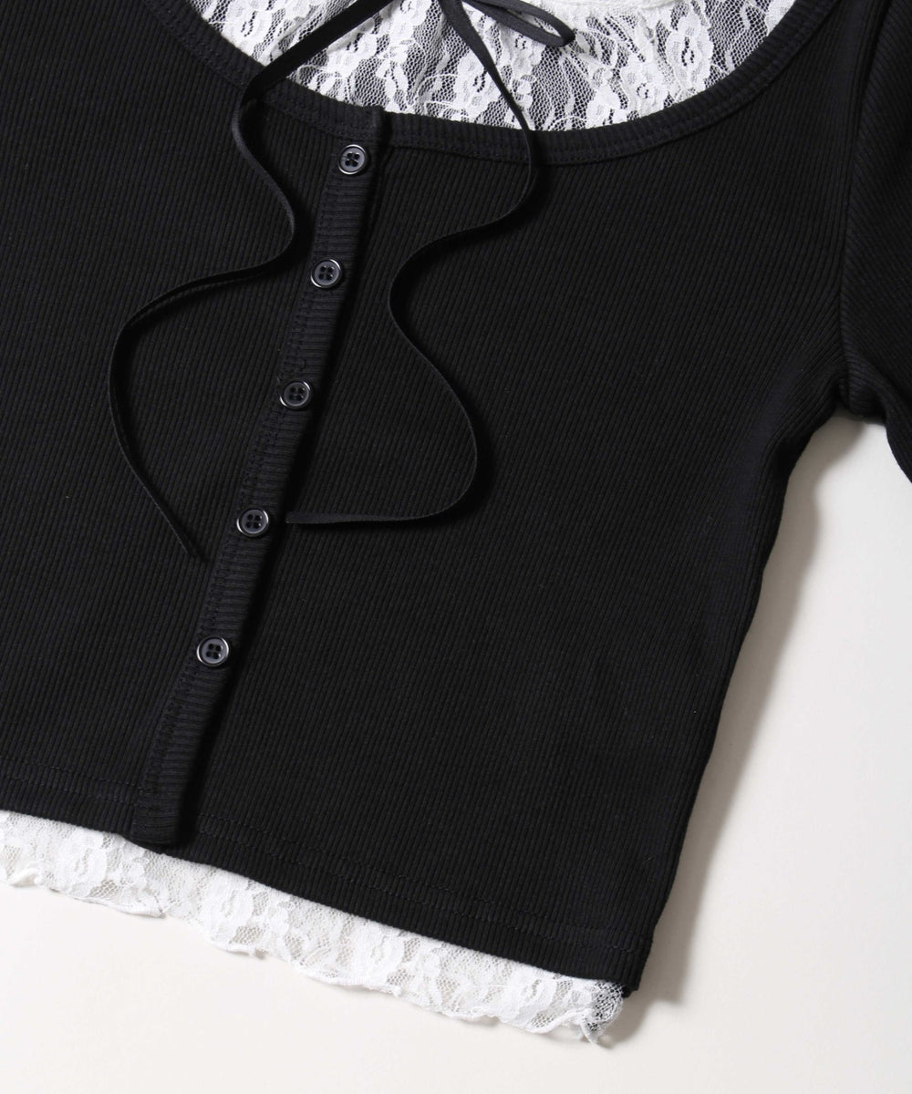 レースレイヤードトップス