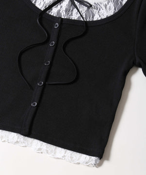 レースレイヤードトップス