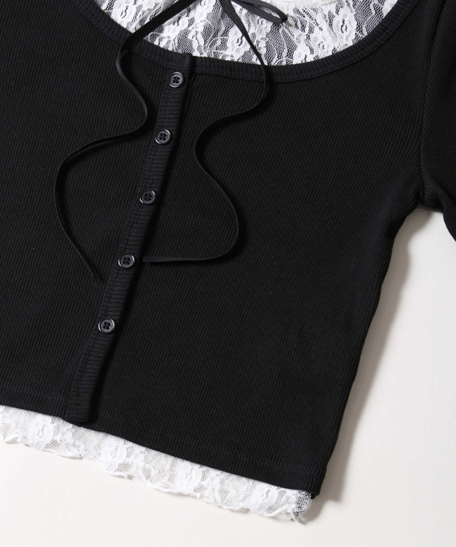 レースレイヤードトップス