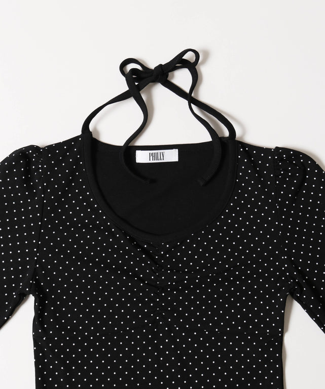 チョーカーデザイン長袖トップス