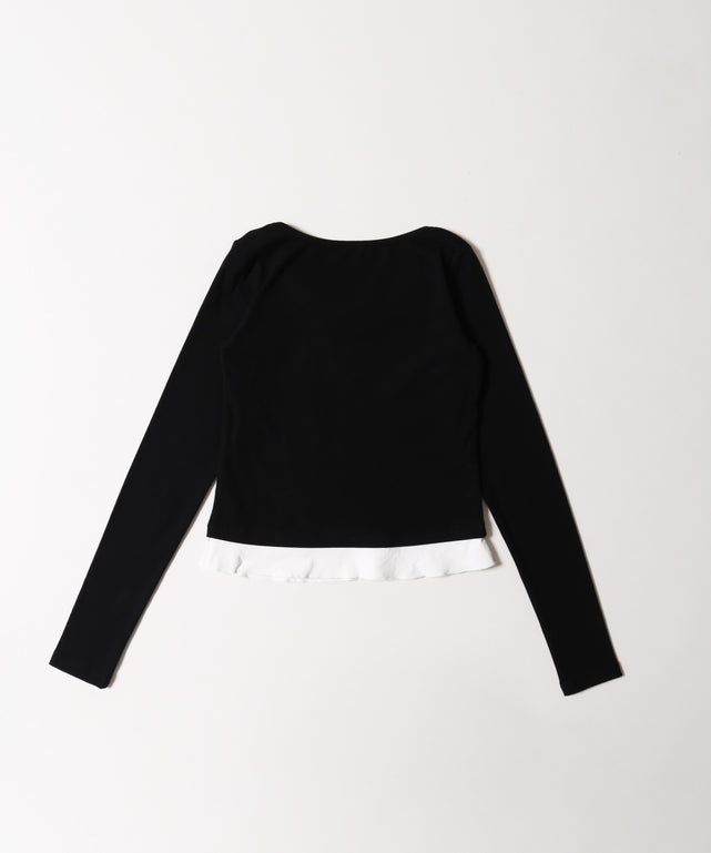 フェイクレイヤードフロントリボンロンT