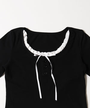 フェイクレイヤードフロントリボンロンT