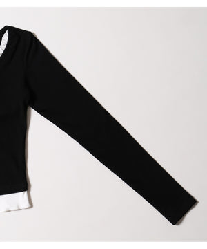 フェイクレイヤードフロントリボンロンT