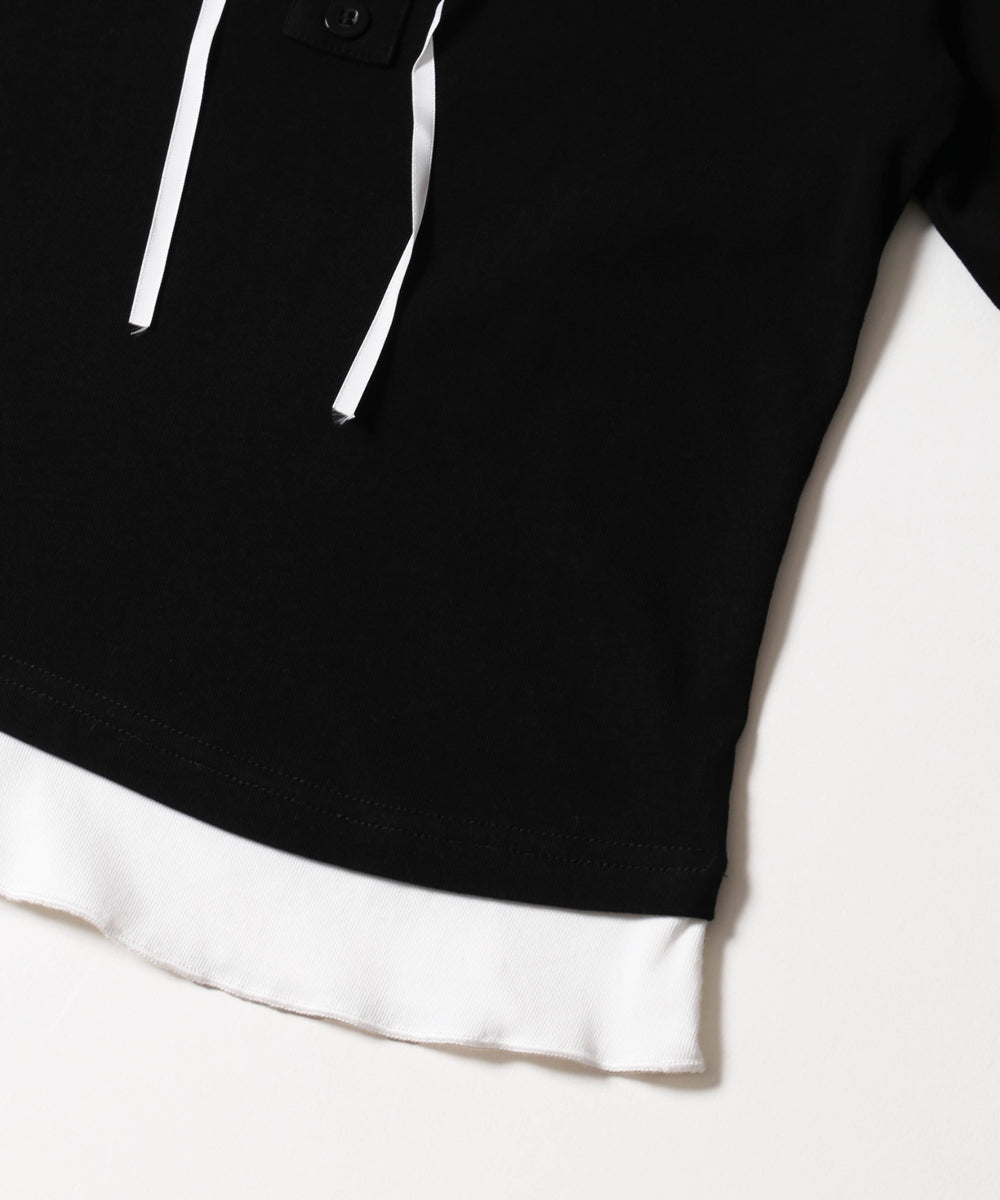 フェイクレイヤードフロントリボンロンT