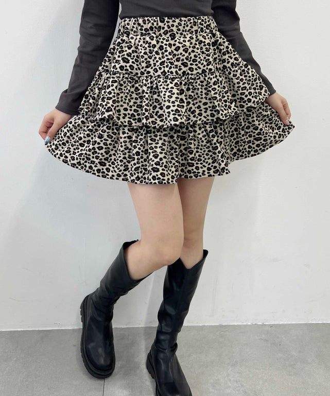 pium オリジナルレオパードティアードスカート　ベージュ piumオリジナルレオパードティアードスカート