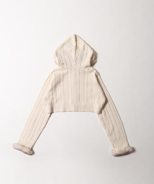 フェイクファーフードケーブルパーカー