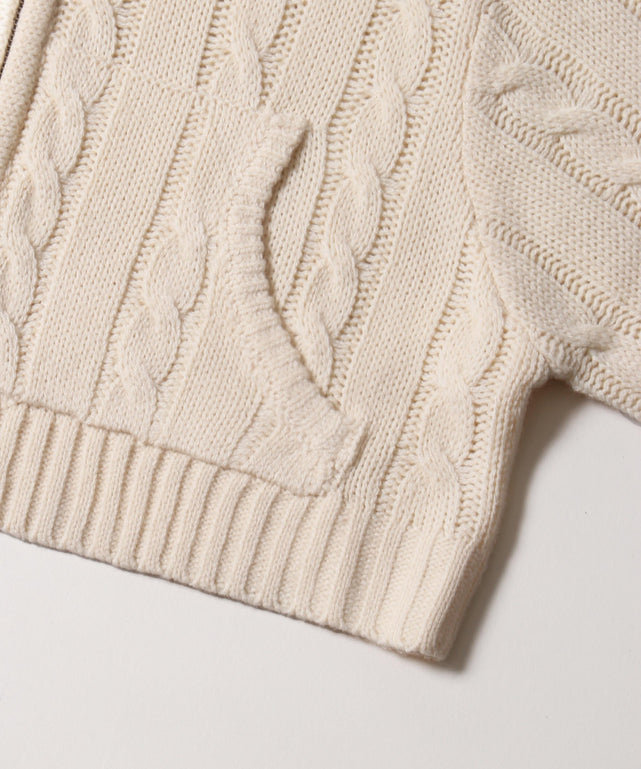 フェイクファーフードケーブルパーカー