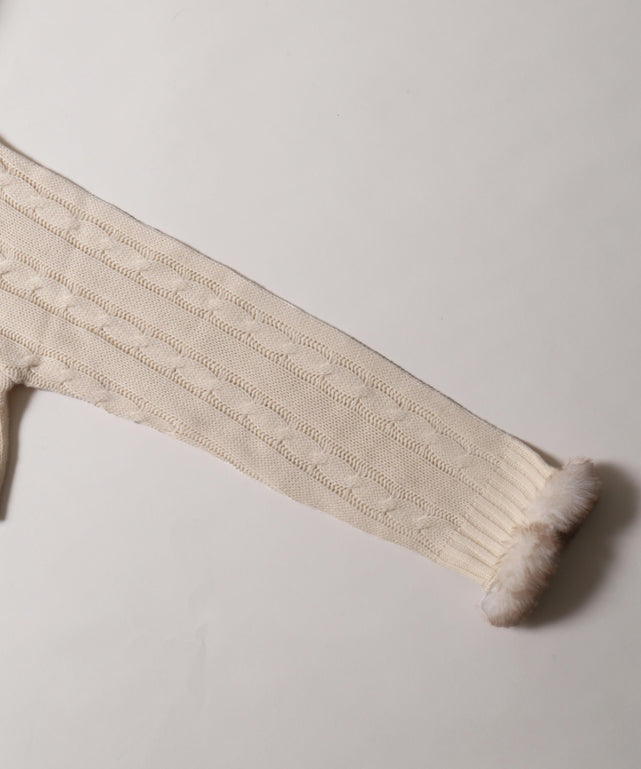 フェイクファーフードケーブルパーカー