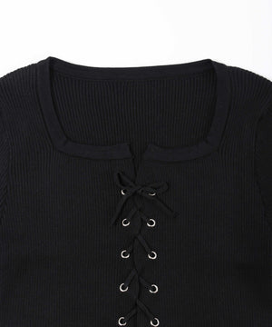 レースアップピチトップス