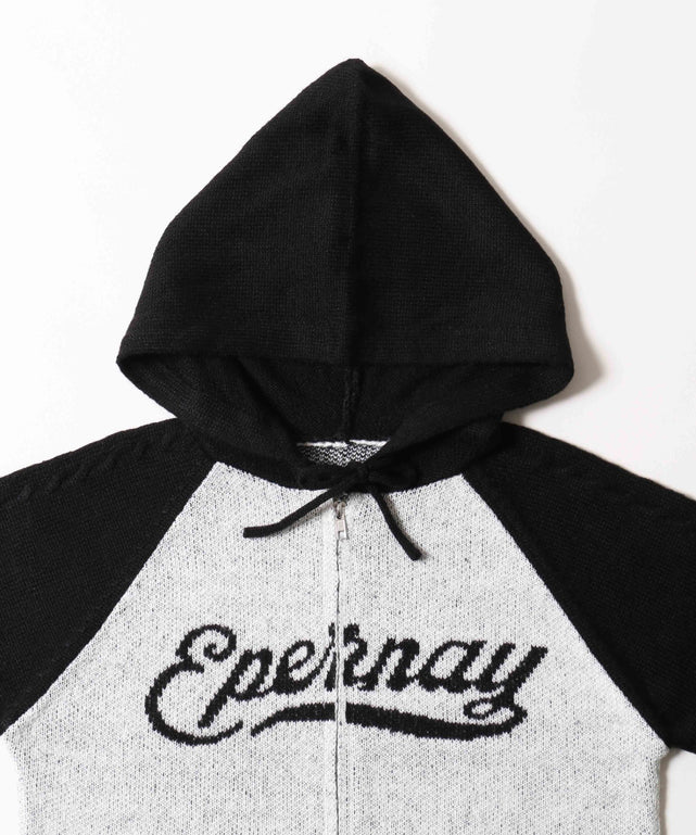 ロゴジャガードニットパーカー