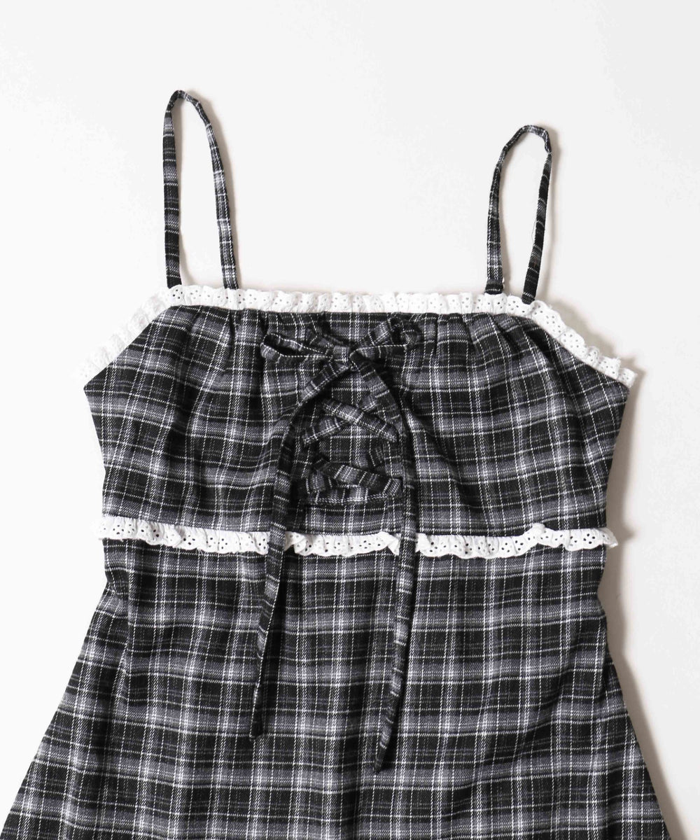レースポイントチェックミニワンピース
