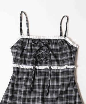 レースポイントチェックミニワンピース