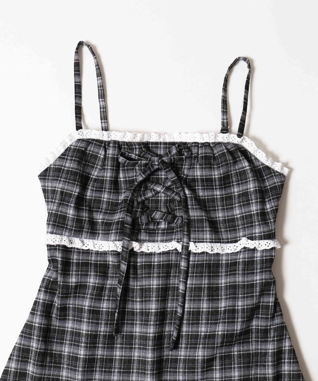 レースポイントチェックミニワンピース