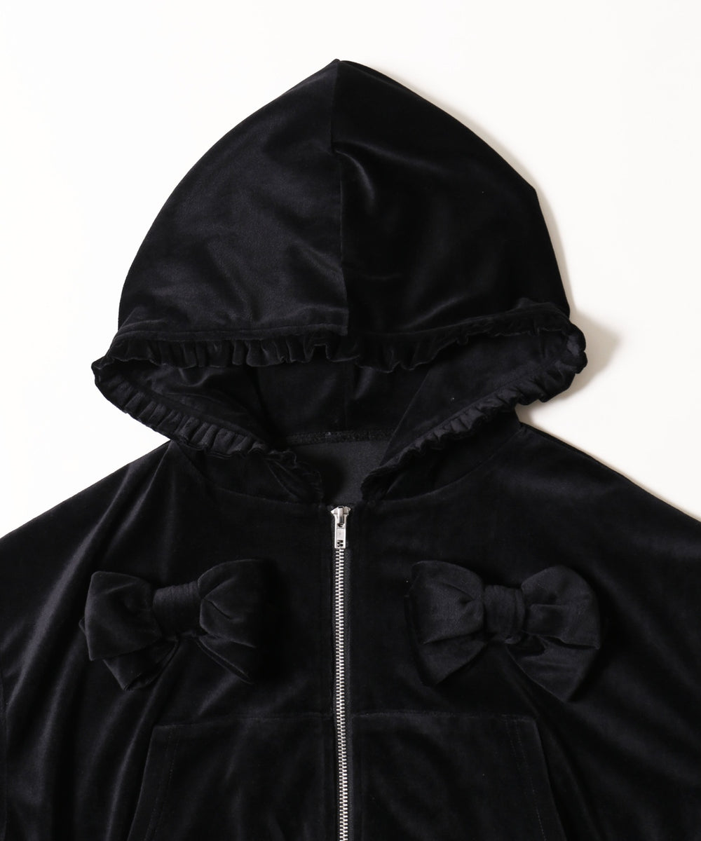 リボンベロアパーカー