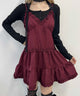 ライスコールフリルキリカエワンピ/ワイン モデル：160㎝ F着用
