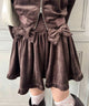 リボンベロアスカート/ブラウン モデル：160㎝ F着用