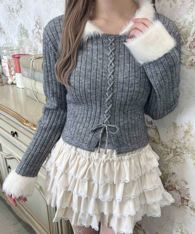 バイカラーレースアップデザインニット – WEGO ONLINE STORE