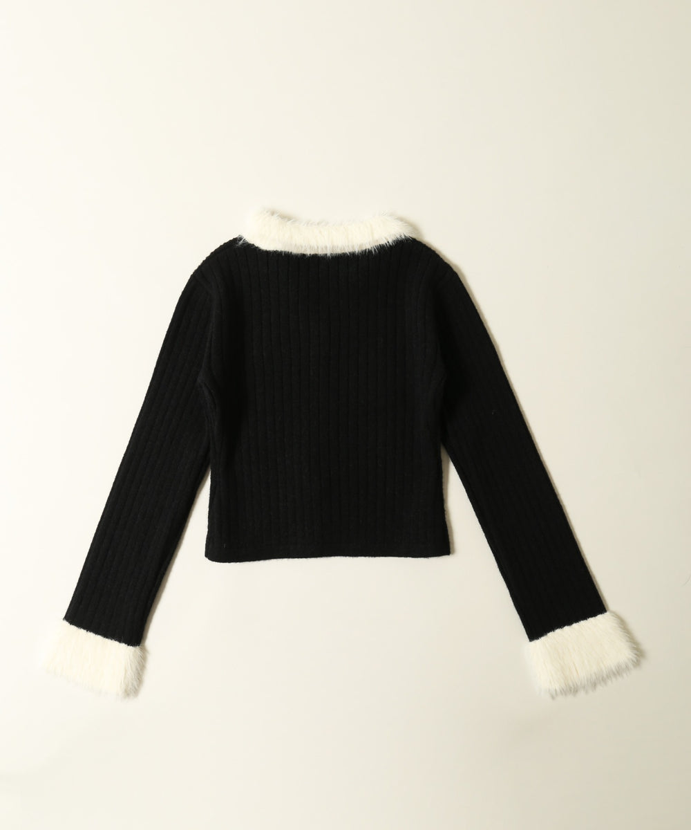 バイカラーレースアップデザインニット