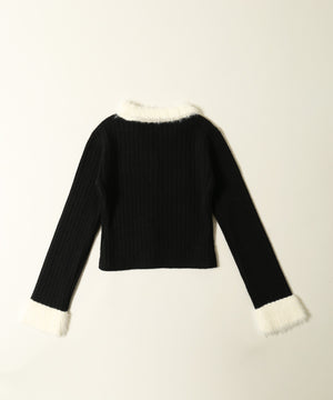 バイカラーレースアップデザインニット