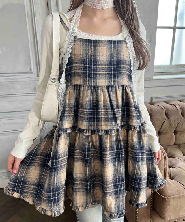 リボンチェックミニティアードワンピース – WEGO ONLINE STORE