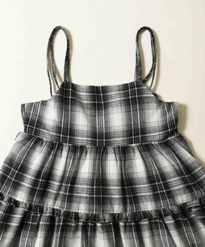 リボンチェックミニティアードワンピ