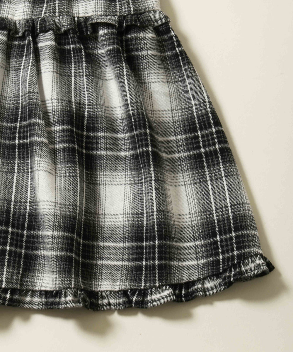 リボンチェックミニティアードワンピ