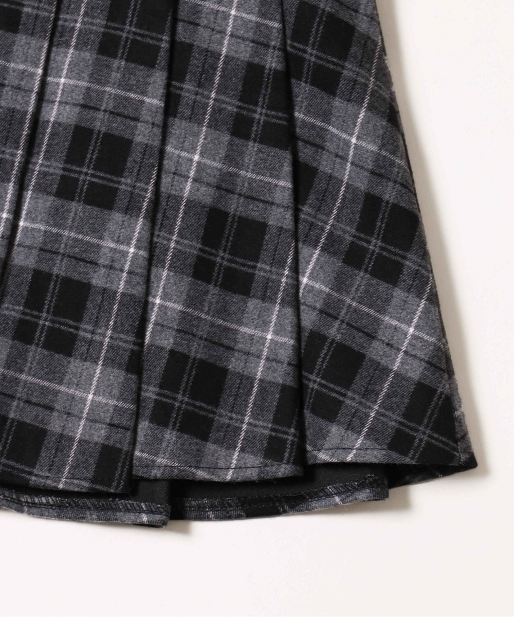 ベルト付きチェックプリーツスカート