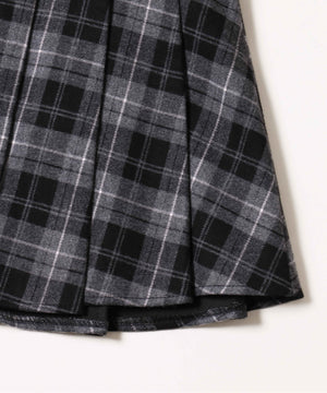 ベルト付きチェックプリーツスカート